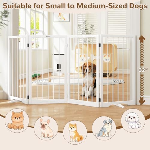32" Extra Tall Free Standing Dog Gate Indoor, Foldable Pet Gate - Image 2