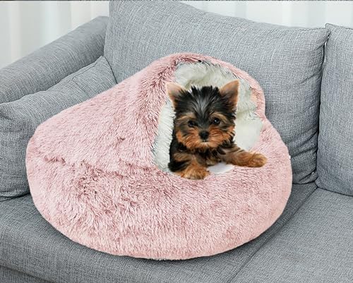 Dog Cave Bed for Small Dogs Cats Pets, Anti Anxiety Calming Plush Dog Beds - Image 6