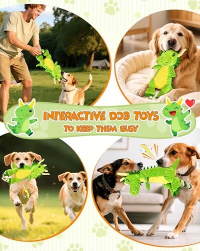 Jeefome Interactive Squeaky Dog Chew Toy, Plush Dog Rope Toys - Image 6