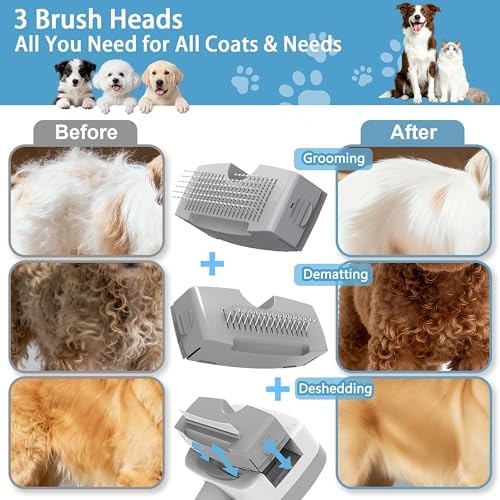 Pet Steam Brush for Dogs, Self-Cleaning, 3 Swap-in Heads, Spray Hair Remover - Image 2