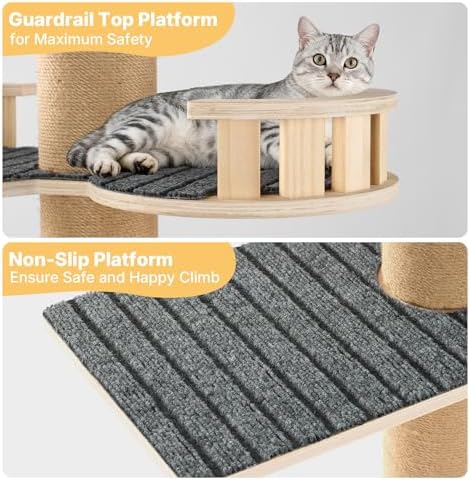 Veehoo Floor to Ceiling Cat Tree, 61-110" Adjustable Tall Tension Cat Tower - Image 4