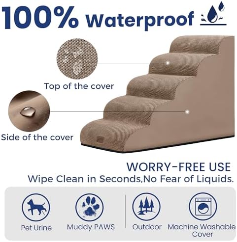 GoGoBunny Ramp Dog Stairs for High Beds 24.4" H, 5-Step Extra Wide Dog Slope - Image 7