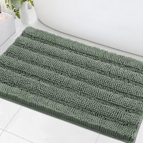 H.VERSAILTEX Bath Mats for Bathroom Non Slip Extra Thick Chenille Striped Bath by HVERSAILTEX
