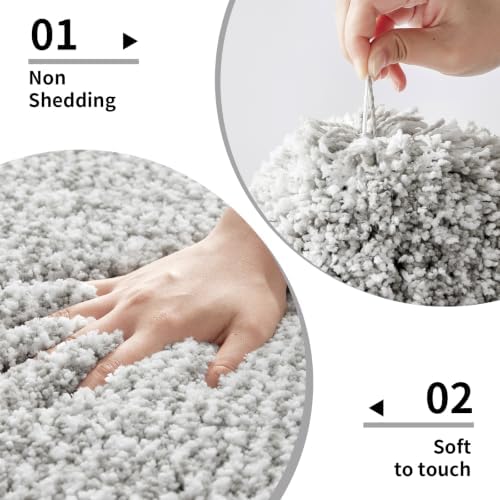 Disolla Grey & White Bathroom Runner Rug 24x70, Plush Extra Large Bath Mat - Image 4