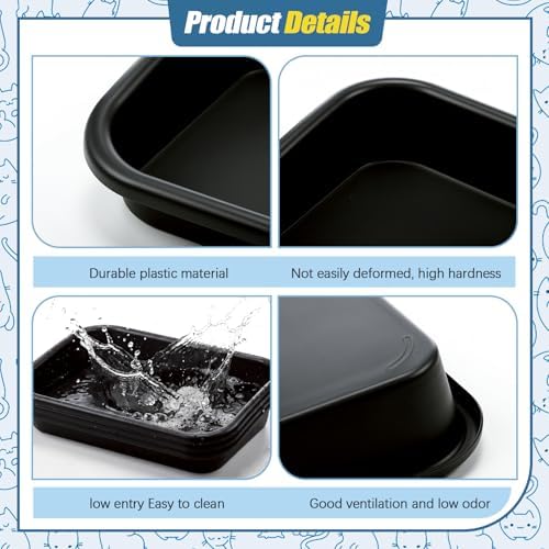 Uiifan 3Pcs Large Low Entry Cat Litter Box, Dark Gray - Image 4