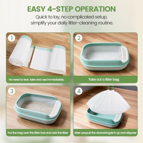 Feisco 20 Counts Drawstring Cat Litter Box Liners, Thick Heavy Duty Cat Litter - Image 5