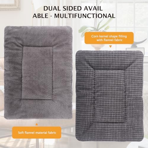 Reversible Dog Bed Mat with Plush and Corn Velvet, Soft Warm Pet Cushion - Image 5