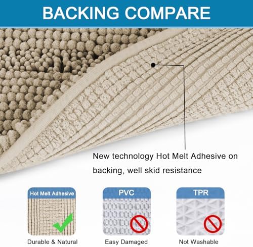 H.VERSAILTEX Bathroom Rug Sets 2 Piece Bath Mats Non Slip Thick Soft Chenille - Image 4