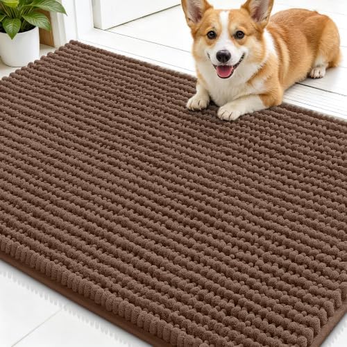 Smiry Dog Door Mat for Muddy Paws 30x20, Ultra Absorbent Chenille Doormat by Smiry
