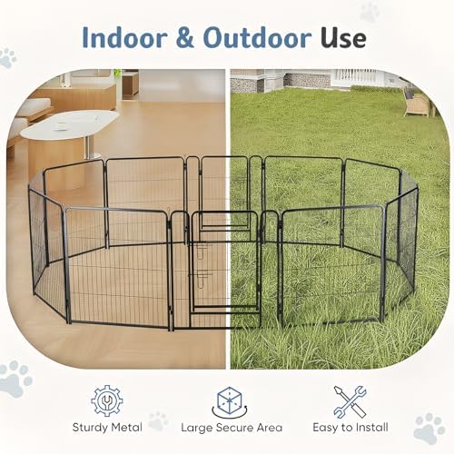 DUMOS Dog Playpen 40 Inch 12 Panels Indoor Outdoor Metal Pet Fence - Image 4