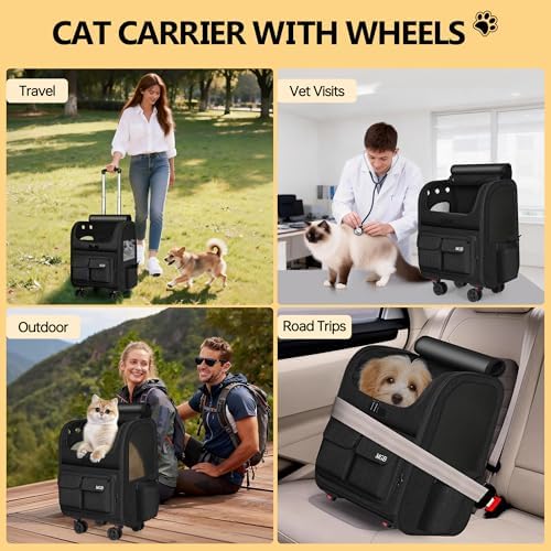 MGB Rolling Cat Carrier with Wheels, Pet Carrier - Image 6