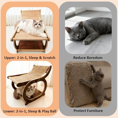 Sisal Cat Scratcher Chair, Elevated Cat Lounge Beds - Image 6