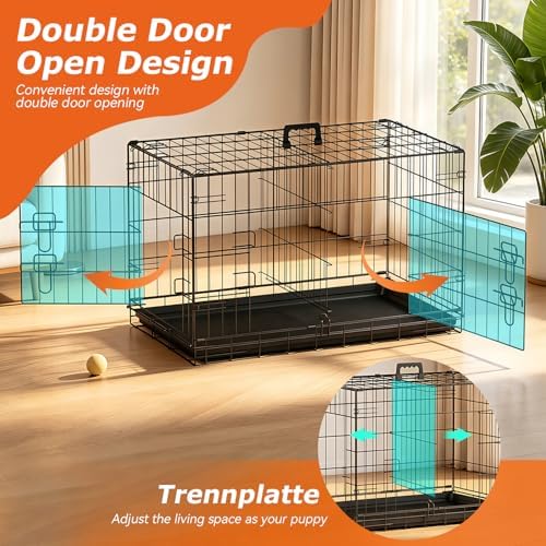 FDW | 30" Foldable Metal Dog Crate | Black | Cage - Image 6