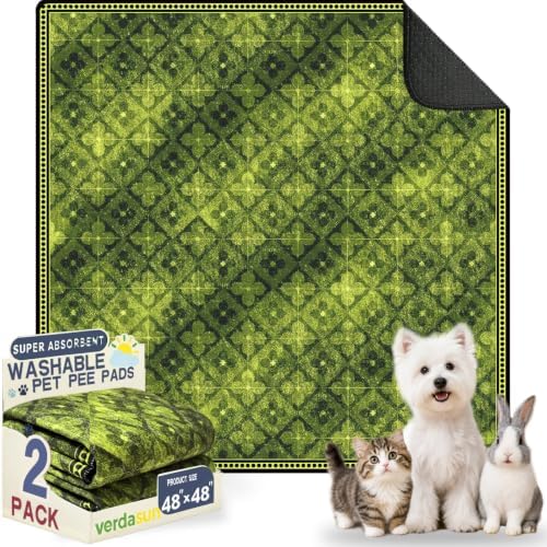 Washable Pee Pads for Dogs 48"x48" 2 Pack Reusable Puppy Potty Pad by Verdasun