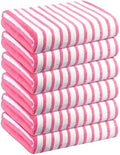 JML Microfiber Bath Towel Set, 6 Pack, Cabana Stripe Pink by JML