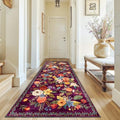 Purple Floral Hallway Runner Rug 3x7 by WelcometoBabovid