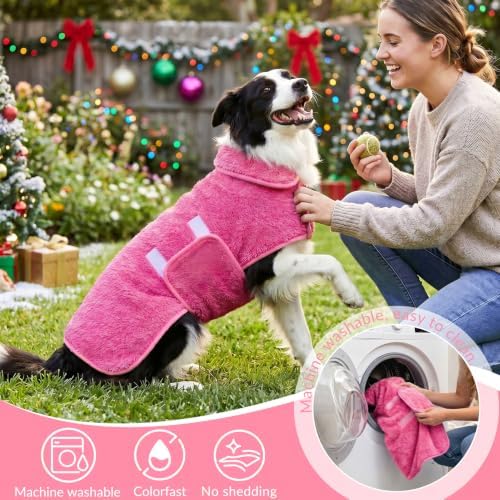 Dog Bathrobe, Super Absorbent for Small to Large Dogs, Rose Pink XL - Image 5