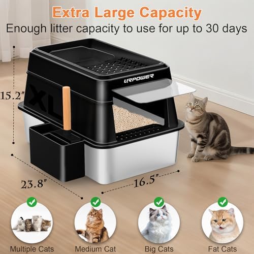 URPOWER Extra Large Stainless Steel Litter Box - Image 3