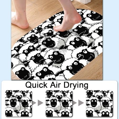 Cartoon Many Sheep, Super Absorbent Quick-Drying Bathroom Mat Rug, Rubber - Image 5