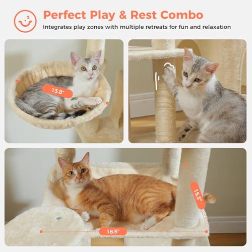 69" Tall Cat Tree for Indoor Cats Large Adult - Image 5