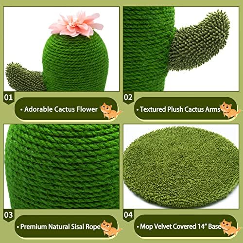 AUSCAT Cat Scratching Post, Cute Cactus Scratching Post, Nature Sisal Cat - Image 3