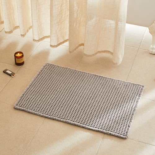 TYUU Waffle Bath Mat, Boho Bathroom Rugs Non Slip, 30x20 Light Grey by TYUU