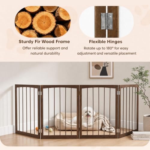 Giantex 4-Panel Freestanding Foldable Dog Gate - Image 3