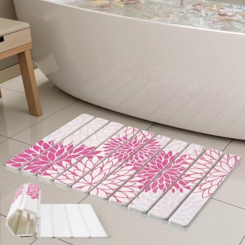 Pink Floral Quick Dry Diatomaceous Earth Stone Bath Mat by INFISIBLE