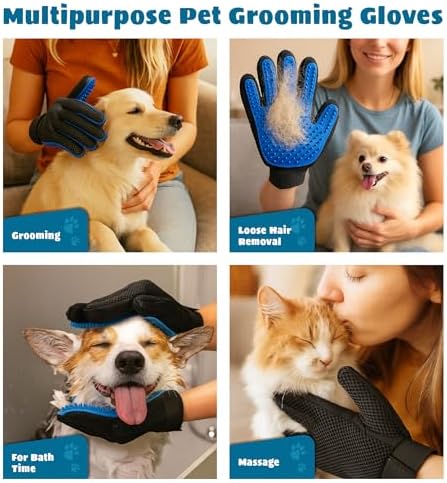 Pet Grooming Gloves – Efficient Dog & Cat Grooming Gloves 2-in-1 Deshedding - Image 3