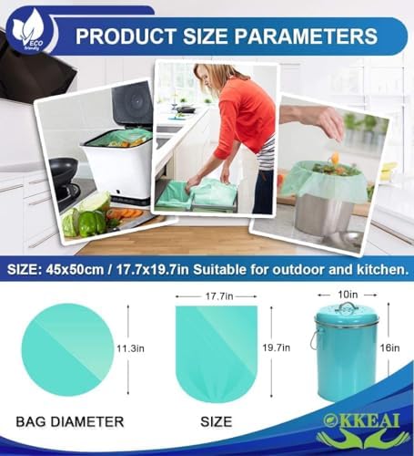 OKKEAI Small Trash Bags 3 Gallon, Light Green Wastebasket Liners - Image 3