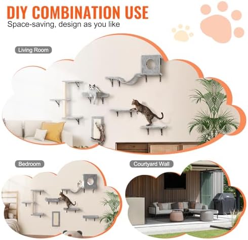 VEVOR Wall Mounted Cat Shelves, Cat Wall Shelves and Perches - Image 6
