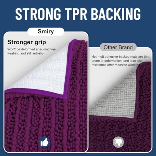Smiry Bathroom Rugs 30X20, Extra Soft Rubber Backing Chenille Bath Mats - Image 3