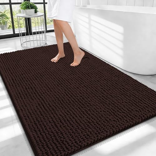 OLANLY Thick Chenille Large Bathroom Rugs 40x32, Absorbent Bath Mat by OLANLY