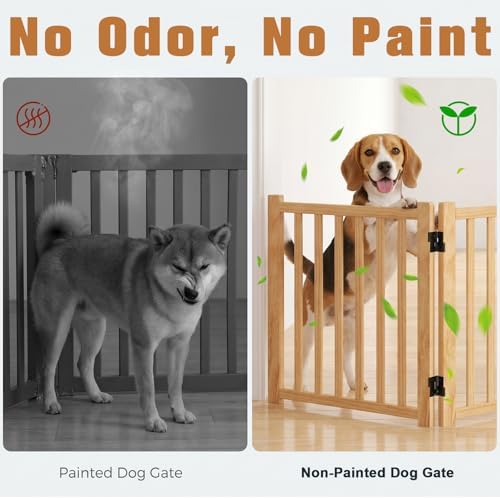 YOCAN Non-Painted Wooden Freestanding Dog Gates - Image 3