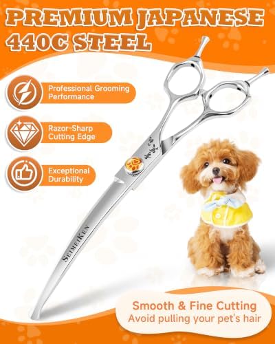 Dog Grooming Scissors 7", Pet Curved Scissors, Dog scissors - Image 2