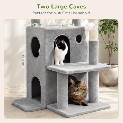 Globlazer Cat Tree Tower for Indoor Cats Large Adult, Light Grey - Image 4