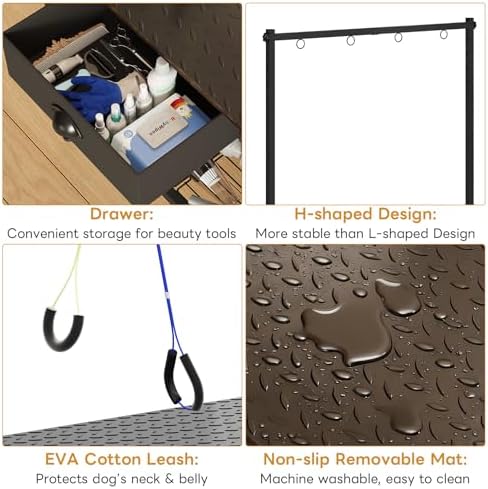 Dog Grooming Table with Drawers and Mesh Tray, 32 Inch Adjustable Pet Grooming - Image 5