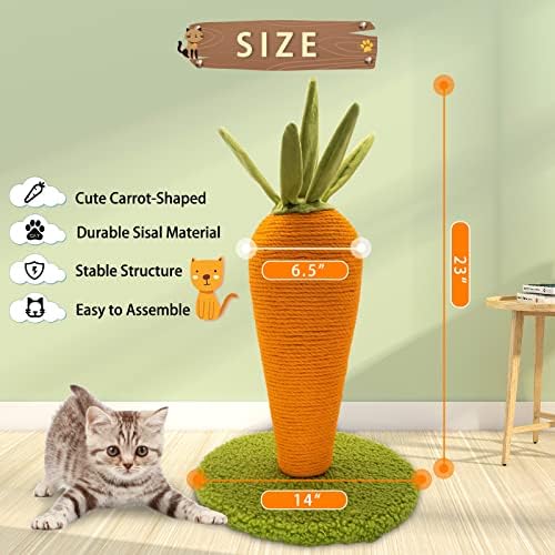 AUSCAT Cat Scratching Post, Cute Carrot Scratching Post, Nature Sisal Cat - Image 2
