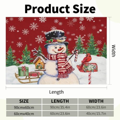Giwawa Winter Snowman Bath Rug Red Bird Washable Bathroom Mat 16x24 Inch - Image 3