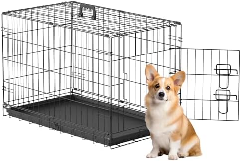 FDW | 30" Foldable Metal Dog Crate | Black | Cage by FDW