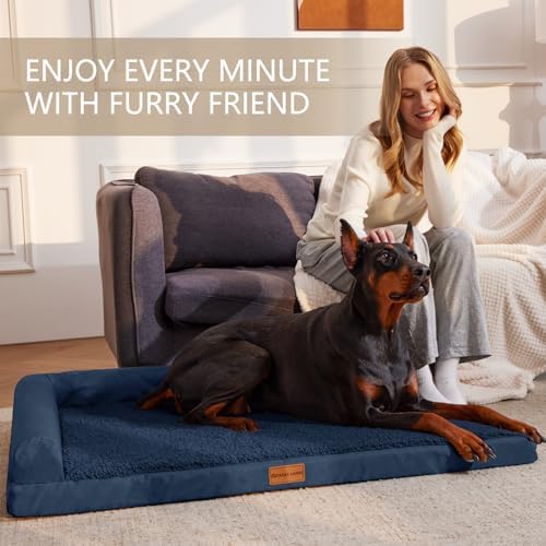 Patas Lague Orthopedic Large Dog Bed Washable Pet Sofa Bed 56X40 Navy Blue - Image 2