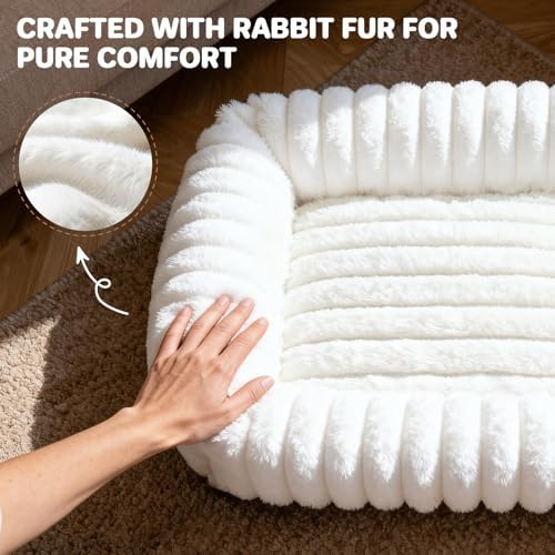 Dog Bed for Small Medium Size Dog, Washable Fluffy Rabbit Fur Pet Bed for Puppy - Image 4