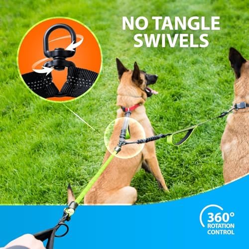 SparklyPets Double Dog Leash for 2 Dogs – Rope Bungee Dual Leash for Medium and - Image 3