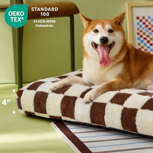 LE SURE Cute Aesthetic Dog Bed for Crate, Jacquard Thick Pet Pillow 35x22 - Image 2