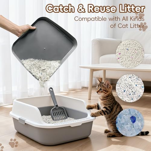 Elevated Litter Box Ramp/Steps for Kittens & Old Cats, Washable Litter Catcher - Image 4
