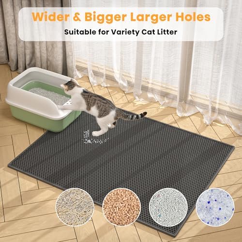 Pieviev Double Layer Cat Litter Mat Traps Litter 30''x24'' 2 Pack - Image 3