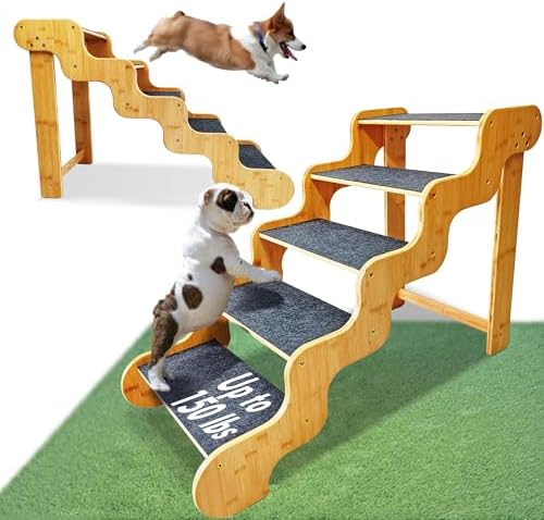 Dog Steps for Bed, 5-Step 24" High, Supports Up to 160 LB by GXONEHomeKitchen