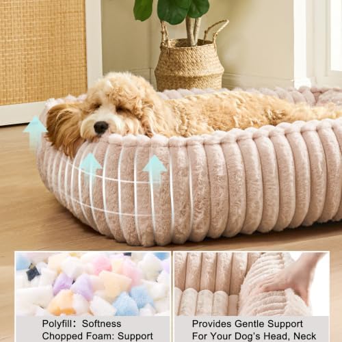 Orthopedic Large Dog Bed Calming Pet Sofa Bed 36''x28'' Khaki - Image 3
