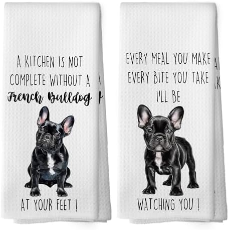 French Bulldog Dog Kitchen Towels Set of 2, Funny Dog Kitchen Decor, Dogs Gifts by Mcehtle