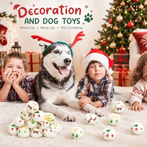 Syhood 60 Pcs Christmas Squeaky Snowball Dog Toys Small Plush Dog Chew Toys - Image 6